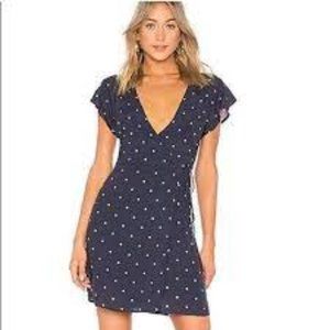 Rails Brenna Navy Polka Dot Wrap Dress Size Small